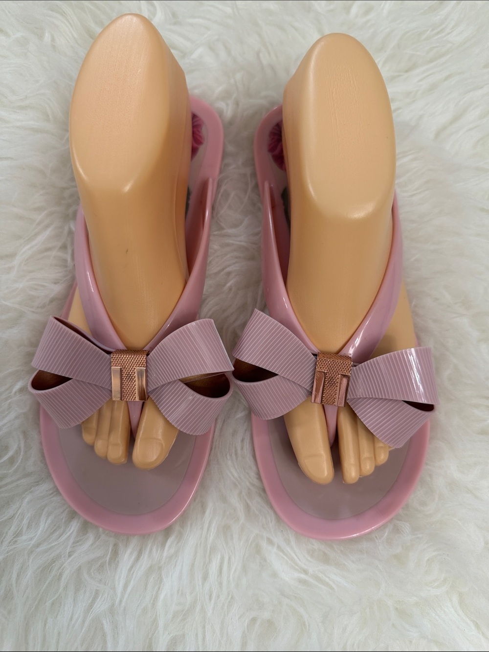 Ted Baker London Women’s Pink Bow Jelly Flip Flop Sandals Size 5 US 7.5 NWOB
